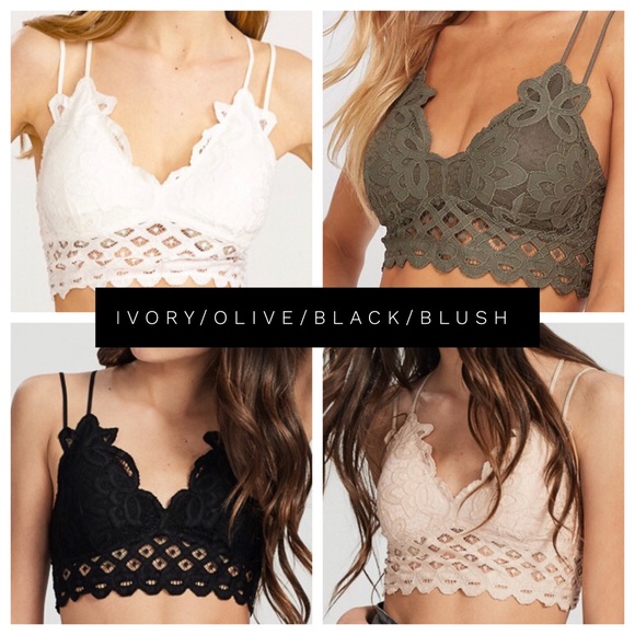 Perfect Double Strap Scalloped Olive Lace Bralette - Picture 7 of 8